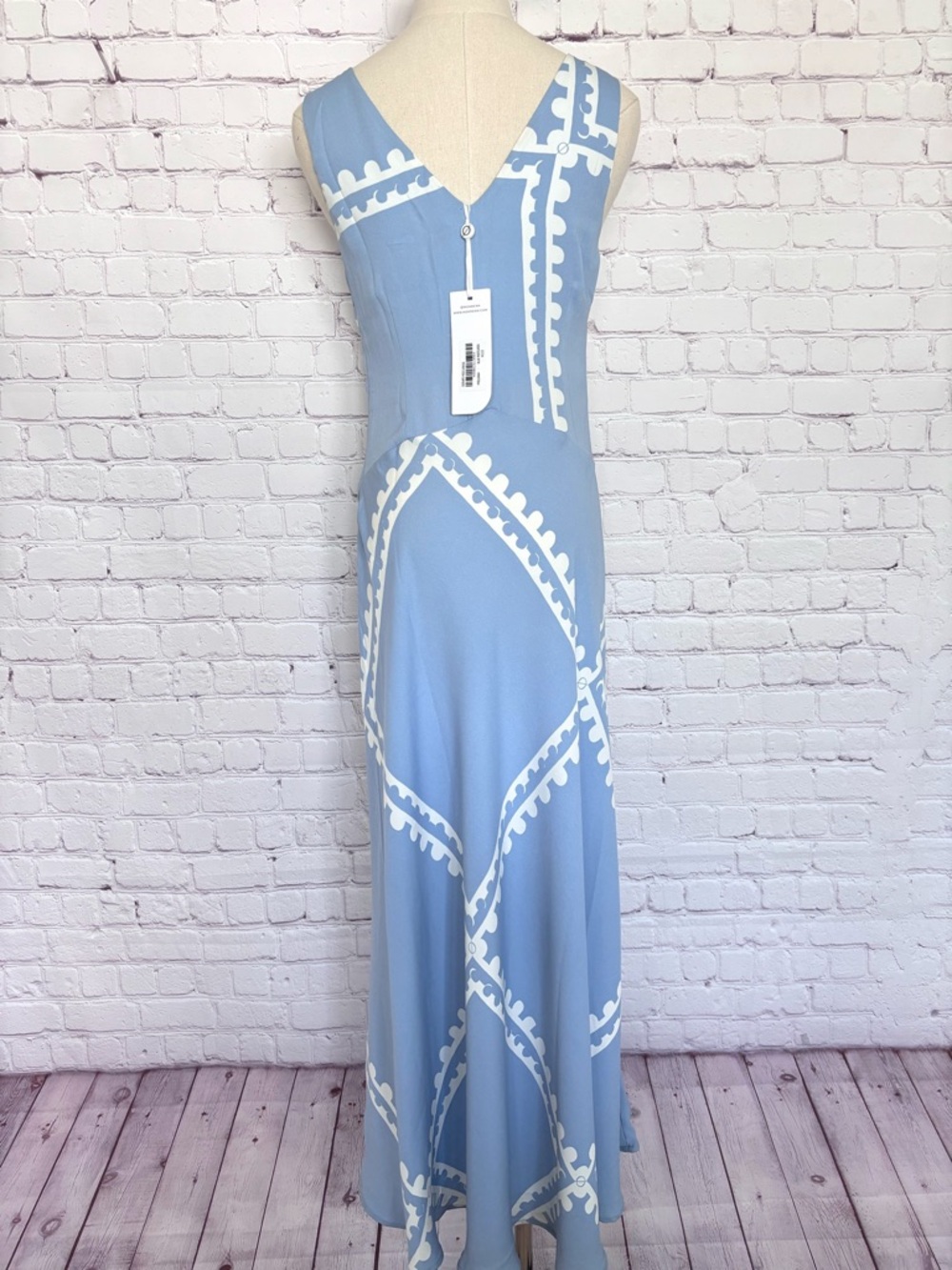 MON RENN Serape Sleeveless Blue Postcards Fitted Maxi Dress--NWT--10/M - Picture 14 of 16